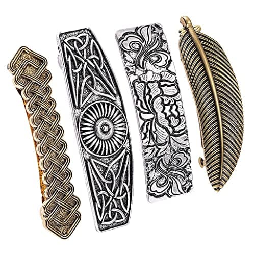 Meadawgs® 4X Barrette Holder Celtic Carved Convex Hair Clip Hair Decor Headress|Clothing, Shoes & Accessories | Womens Accessories | Hair Accessories|4 Pieces Viking Barrette 5