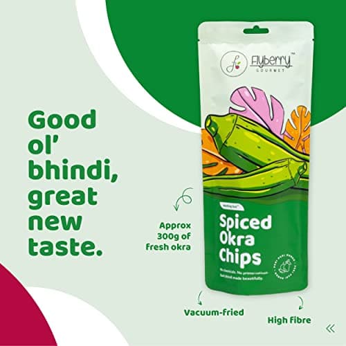 Flyberry Gourmet Vacuum Fried Okra Chips, 40g | Less than 2% Rice bran oil | No Palm Oil & Preservatives | Healthy Snacks 3