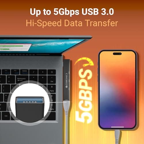 ZEBRONICS 210HB, 4 in 1 USB Hub, USB 3.0, 4 USB Ports, Speeds Upto 5 Gbps, Metal Body, for Mac | Laptops 4