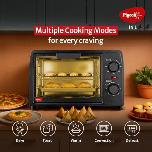 Pigeon Oven Toaster Grill 14 Liters OTG| 900 Watts| Toast, Grill, Bake & Roast | Heat Resistant Tempered Glass| Black 5
