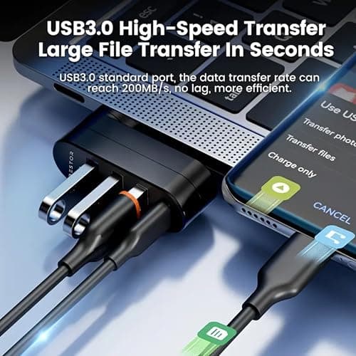 Bestor 4-Port USB 3.0 Hub, Rotatable 90°/180° USB Splitter with 3 USB Ports & 1 USB-C Power/Data Port, USB Extender for Laptop, MacBook, iMac, Mac Pro, and More 5