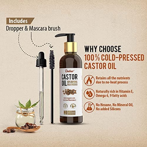 Dabur Cold Pressed 100% Pure Castor (Arandi) Oil - 200ml | Promotes Hair Growth, Hydrates Skin & Reduces Wrinkles | Rich in Vitamin E, Omega 6 & 9 | No Mineral Oil, No Hexane & No Added Silicones 3