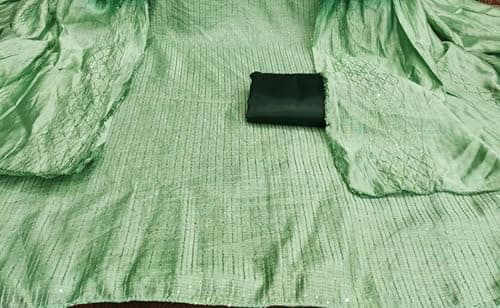 Pandadi Saree Women's Chanderi Croset Work Unstitched Salwar Suit Dress Material 4