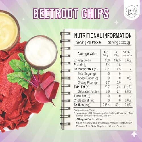 Beetroot Chips Masala Flavor | Healthy Baked Vegetable Chips | Healthy Gluten Free Snack | High Fiber & Low Cholesterol Veg Chips | No Added Preservatives | Crispy Beetroot Snacks for Kids & Adults |  2