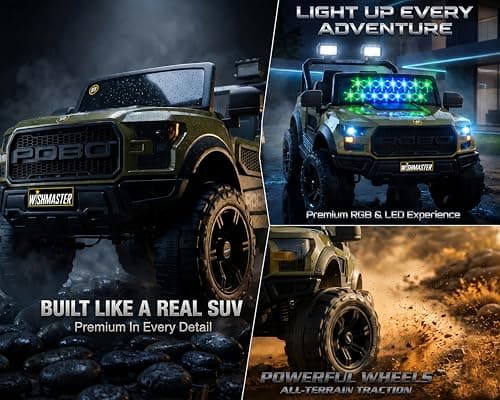 Wishmaster 4x4 Electric Ride-On Car for Kids | 12V Battery Powered SUV Jeep with Remote Control, Manual Drive Mode, LED Lights & Suspension | Off-Road Toy Car for Boys & Girls Aged 2–8 Years 2