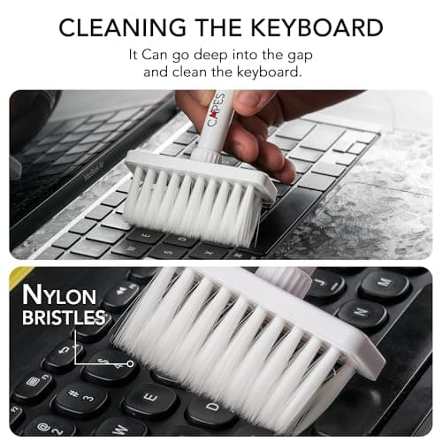 Capes 5 in 1 Multipurpose Device Cleaner Cleaning Tool Kit Set for Mobile Smartphones, Laptop, Computer, MacBooks, Desktop, Earphones, AirPods, Electronic Gadget Cleaner, Keyboard Cleaning Kit - White 3