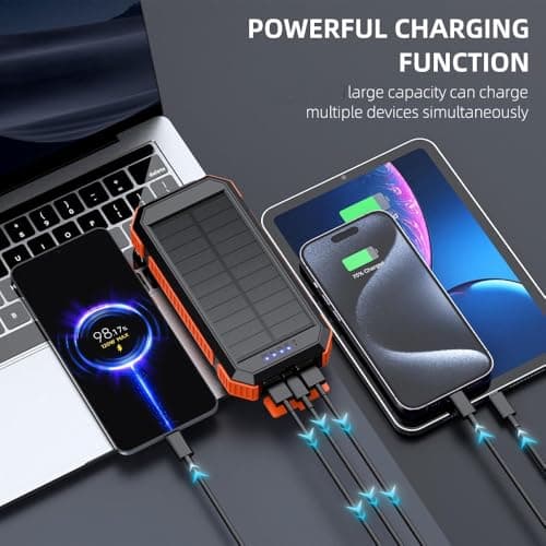 LRSA Solar Power Bank 40000mAh, 25W Wireless Quick Charge, 3 Ports, Solar Powered, for Smartphones 2