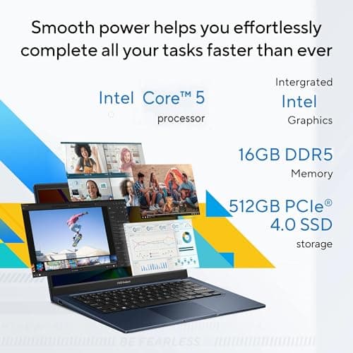 ASUS Vivobook 14, (i5 14th Gen) Intel Core 5 120U, Thin & Light Laptop(16GB RAM/512GB SSD/FHD/14/60Hz/Fingerprint Reader/M365 Basic (1Year)*/Office Home 2024/Quiet Blue/1.4 Kg) X1404VAP-EB1542WS 2