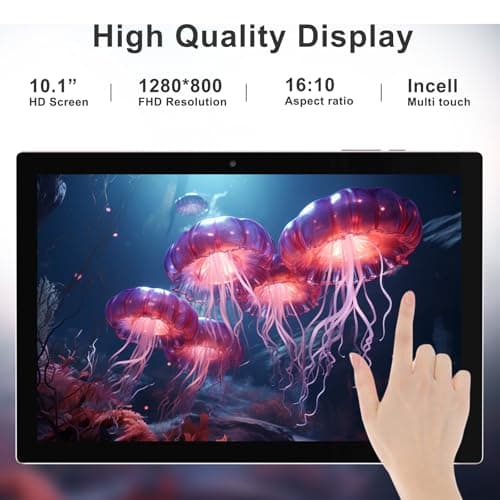 BYANDBY Andriod 15 10" Tablets, 2 in 1 Tablet, Quad-Core Processor, 32GB + 8GB + 1TB Expandable, 5G Wi-Fi 6, BT, Dual Camera, IPS Touchscreen, Gaming, GMS Certified 2