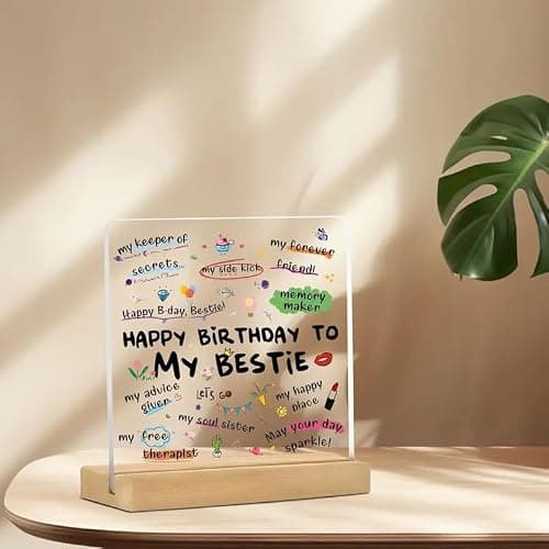 Bs amor Best Friend Birthday Gift Acrylic Plaque Incredible Gifts India Personalized Wooden Happy Birthday Frame For Him and Her Women 5x4 inch 3