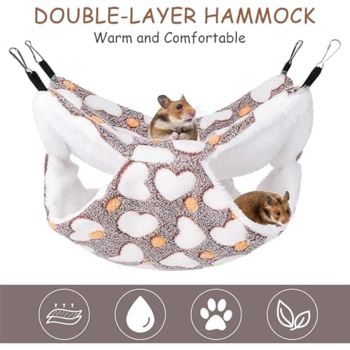 Qpets Winter Hammock Bed For Small Animals, Hibernation Plush Hammock Bed Hanging Squirrel House Small Pets Sleeping Bag For Guinea Pig, Ferrets, Hamsters, Hedgehogs, Chinchillas (L) - Multicolor 5