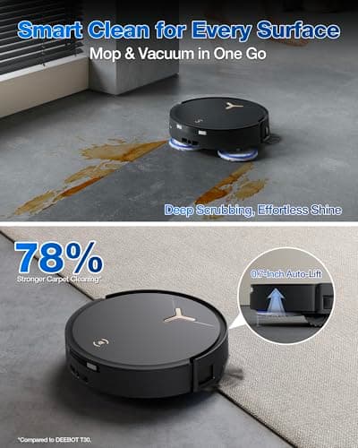 ECOVACS DEEBOT T50 MAX PRO Omni Robot Vacuum and Mop, 18,500Pa Suction, 18mm Auto-Lift, ZeroTangle &TruEdge 2.0, AIVI 3.0 Obstacle Avoidance, Auto Hot Water Mop Wash/Dry/Refill, Self-Emptying 3
