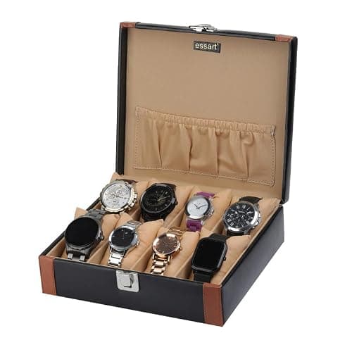 essart Travel Watch Case 8 Slots – watch travel case Portable Luxury Watch Organizer & Storage Box for Men & Women with Black colour 2