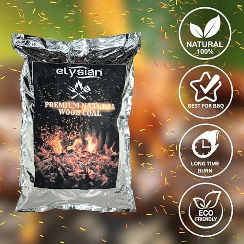 Elysian Charcoal Barbecue and Grilling Cooking Coal 1 kg for BBQ Angeethi Low Smoke Coal for Home Kitchen Garden & Cooking 2