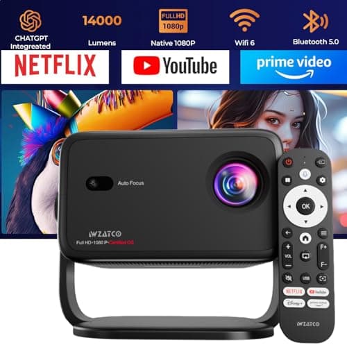 WZATCO Yuva Vibe, Certified OS Smart Home Projector, Native 1080P Fully Automatic, HDMI ARC, WiFi 6 & BT, 14000 Lumens, Screen Mirroring, Portable Room Cinema, Black 2