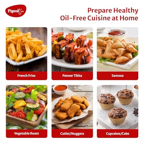 Pigeon Healthifry Manual Air Fryer, 360° High Speed Air Circulation Technology 1200 W With Non-Stick 4.2 liter Basket- Green 5