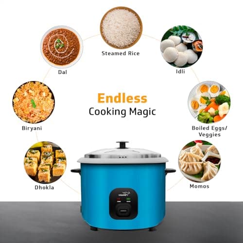 V-Guard VRC 2.8-Litre Electric Rice Cooker with 1000 W Power, 2 Pots, Spatula, Rice Separator | 5-Year Heating Plate & 2-Year Product Coverage by V-Guard | Automatic Cooking with Double-Layer Body & C 4