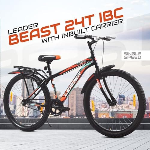 Leader Beast 24T IBC Premium Kids MTB Cycle | Rigid City Bike/Kids Cycle with Inbuilt Carrier | Single Speed Bicycle with 16 Inch Frame - Ideal for 10 + Years - Matt Black 2