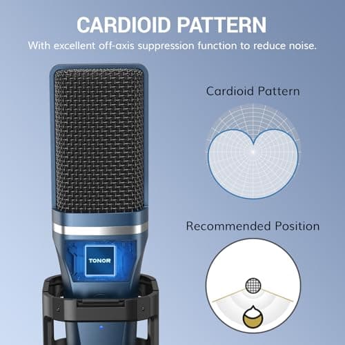TONOR USB Gaming Microphone, Computer Condenser PC Mic with Tripod Stand & Pop for Streaming, Podcasting, Vocal Recording, Compatible with iMac PC Laptop Desktop Windows Computer, TC-777 2