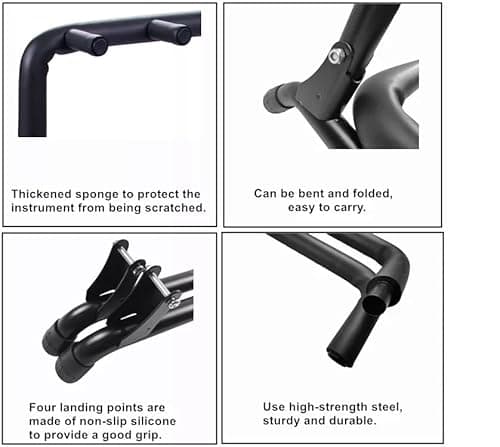 TechnoBuyers Guitar Rack Floor Mount Floating Shelves Stand 5 Holder Foldable Universal Classical Acoustic, Electric, Bass Metal With Soft Foam 5