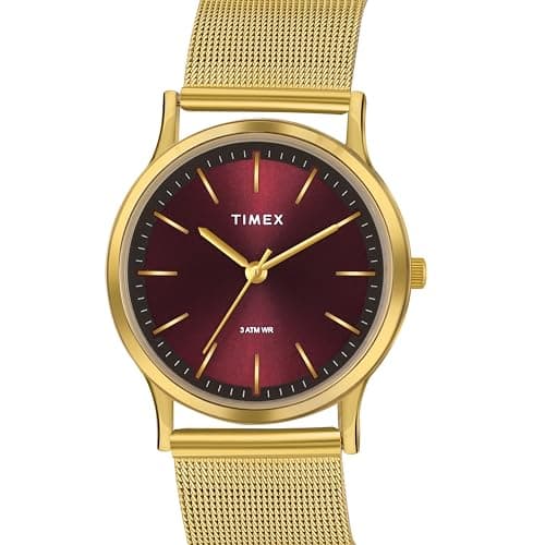 TIMEX Unisex Burgundy Round Analog Pair Watch- TW00ZP001 2