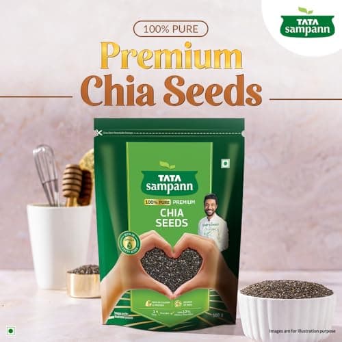 Tata Sampann Pure Chia Seeds, 500g, Rich in Calcium & Protein, Source of Iron, Trans Fat Free, Rich in Magnesium, Rich in dietary fibre, Rich In Omega 3 Fatty Acid 4