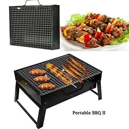 EASY SHOPE Folding & Portable Outdoor Barbeque Grill Toaster Charcoal BBQ Grill Oven Carbon Steel, Black,1-pcs. 5
