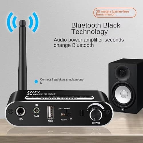 MICROWARE 30M TV USB Bluetooth 5.1 Receiver Transmitter Wireless Audio Adapter Optical Fiber to AUX RCA DAC Converter with Remote Control (Model : T02) 4