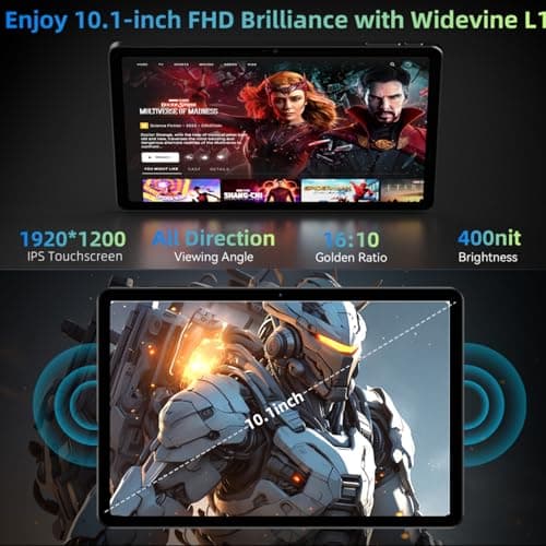 Alphawolf 10" Android Tablet, FHD 1920*1200 Display, 16GB RAM 128GB ROM Octa Core Processor, Widevine L1, WiFi 2.4G/5G Android 14 Tablet 3