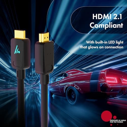 LED HDMI Cable V2.1 with Ethernet, Wozoyo 8k@60Hz,4K@120Hz UHD Resolution,3 Mtr braided, 48 Gbps transfer Ultra high Speed,HDR/HDR10/Dolby Vision,Dolby Atmos and DTS:X,Compatible with all HDMI Devices 2