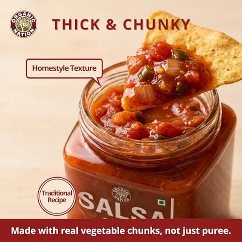 ORGANIC NATION Salsa Dip - Natural Salsa Sauce for Snacking and Cooking - Homestyle Made with Fresh Tomatoes, Herbs & Spices, No Added Preservatives, No Artificial Flavours, Traditional Recipe - 260g 3