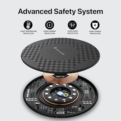 eller santé® 15W Wireless Charger Waverex Fast Charging Pad PD & Qi-Certified with Type C Cable for iPhone 17/17 Air/17 Pro/17 Pro Max, 16/16 Plus/16 Pro/16 Pro Max, iPhone 15/14/13/12/11 Series 5
