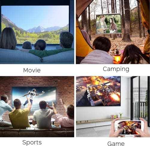 Mini Projector, Portable Pico Full Color LED/LCD Video Projector with HDMI, USB, AV Interfaces and Remote Control, White/Yellow 5
