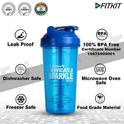 Fitkit Plastic Classic Bottle Shaker 700 Ml Blue, Set of 1 2
