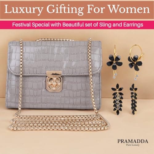 Pramadda Pure Luxury Stylish Gift combo set for women Sling Bag with Earrings | Rakhi Raksha Bandhan Gift For Sister | Birthday Gift For Girls | Festival Diwali Christmas Gift Items. 3