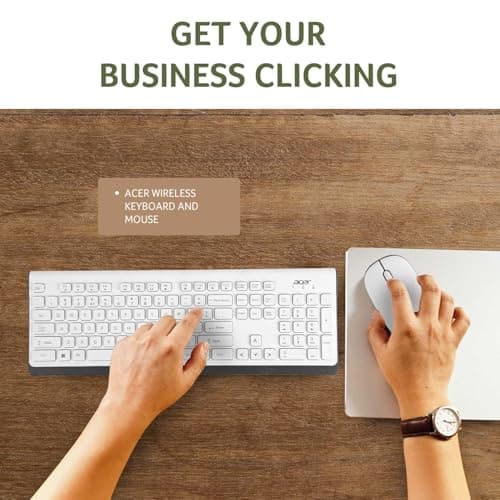 Acer Wireless Keyboard & Mouse Combo with Attractive Durable Design, 2.4GHz Nano Receiver, 10m Range, Indian Rupee Key Code, 1600 DPI, 10M Keystrokes Life for Microsoft Windows and Mac OS (White/Grey) 3