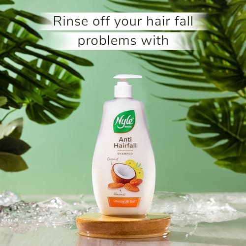 Nyle Naturals Anti-Hairfall Shampoo | For Hairfall Control | With Coconut Milk, Badam and Amla |Gentle & Soft Shampoo For Men & Women |800ml 3