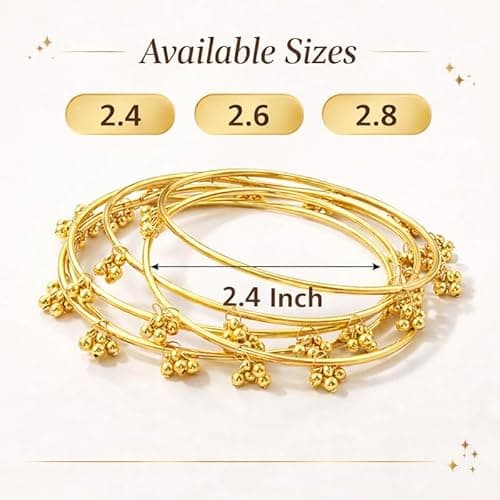 Zevarna kashmiri bangles for women, Kashmiri Ghungroo Bangles for Women, Traditional Ethnic Bridal Kada Set, Lightweight Festival Wedding Jewellery, Size 2.4 Inch, Pack of 8 5