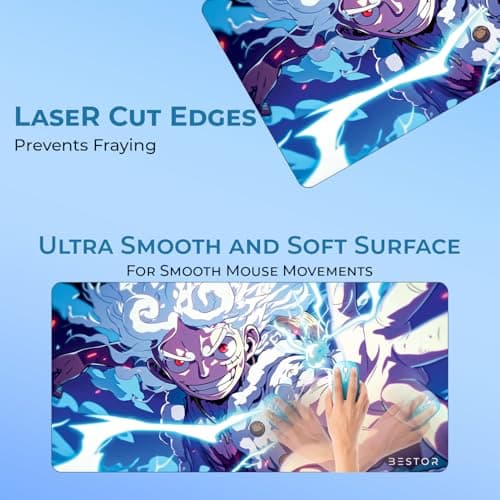 BESTOR Anime Extended Gaming Mouse pad with Anti-fray Stitching, Waterproof Surface & Non-Slip Rubber Base Gaming Mouse Mat for Laptop (60cmx34cm) 5