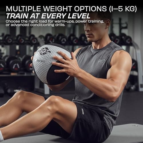 Nivia Pro Medicine Ball for Strength Training, Core Workouts, Endurance Training, Non-Slip Surface, Weight Ball for Crossfit (Grey, 1 KG) 4