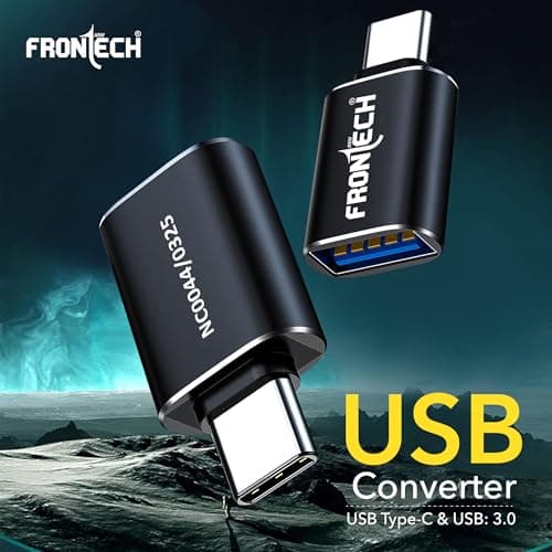 FRONTECH USB Converter USB 3.0 to Type C OTG Adaptor, 5Gbps High Speed Data Transfer, Thunderbolt to USB Adapter, Compatible for All Type C Devices,Smartphone, Laptops, Tablets, Chargers, MacBook 2