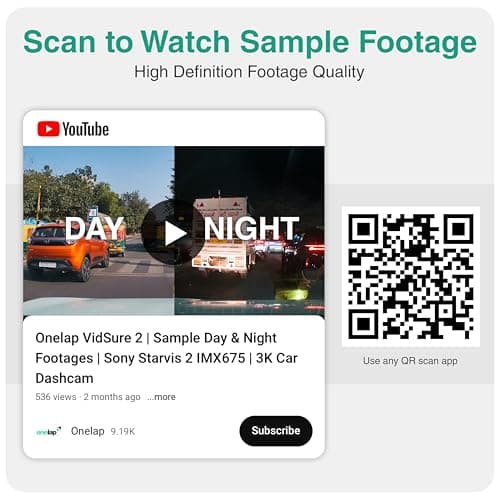 Onelap Vidsure™ 2 (2026 New Launch Front + Rear) - 3K UHD Dashcam for Car | Real STARVIS 2 IMX675 (Super Night Vision) | 5MP 3K UHD Front | 2MP 1080p FHD Rear | 3.2" LCD | 5.8Ghz WiFi | HDR 4