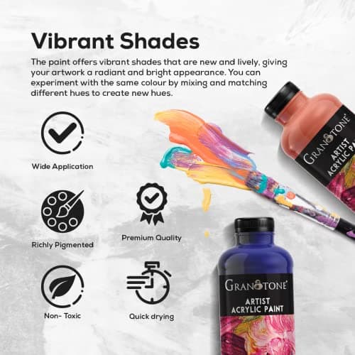 GRANOTONE Acrylic Colour Art and Craft Paint, DIY, Rich Pigment, Non-Cracking for Canvas, Wood, Leather, Earthenware, Metal - 500 Ml (Terracotta) 4