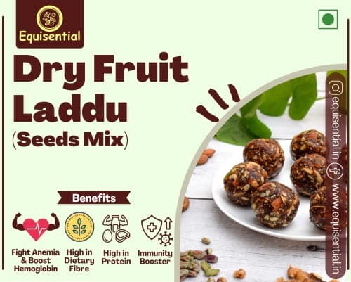 Equisential Dry Fruit Mix Laddoo | Combination of 8+ Essential Seeds | Purely Made with Mixed Dry Fruits Nuts and Seeds | No Sugar | No Jaggery | 500GM 3