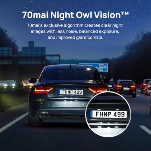 70mai Pro Plus+ A500S Dual Channel Car Dash Cam, 5MP Sony STAVIS IMX335 Sensor, 3K Front & Full HD Rear, Refined ADAS, Built-in GPS Logger, Night Owl Vision, 70mai App, Optional Parking Mode 3