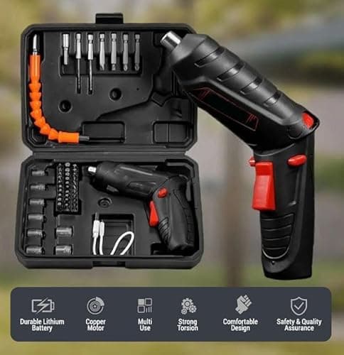SNEL Cordless Power Screwdriver with Rotatable Handle, 90-180 Degree Rotation, Complete Accessory Kit with Carrying Case 4