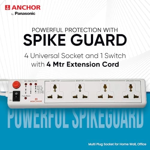 Anchor by Panasonic Spike Guard- 4 Universal Socket with Single Switch - 4 Mtr (22048) 6