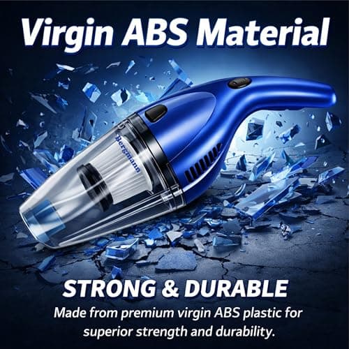 Bergmann Tornado Car Vacuum Cleaner|With Hepa Filter|Sleek Trendy Design|12V Dc,60W|3M Power Cord|Blue,40 Liter 4