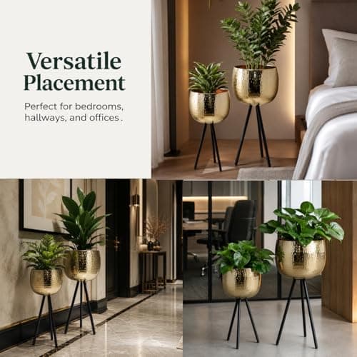 Indian DECORMART Metal Floor Planter Gold with Legs for Living Room Home and Garden Indoor Pot 4