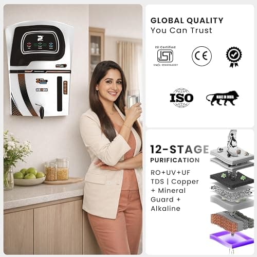 Proven Nexon White Water Purifier – RO + UV + UF with Copper, Zinc, Alkaline Technology, LED Indicators 12L Storage, TDS Adjuster, Made in India, ISI | 12 Stage Purification -1 Year Warranty 3